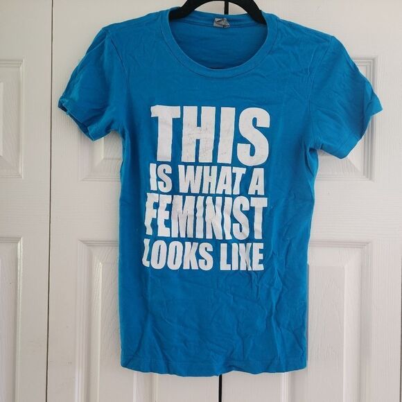 Next Level Teal Blue Women's Tee This Is What a Feminist Looks Like Size Small - Picture 1 of 4